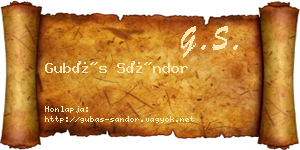 Gubás Sándor névjegykártya